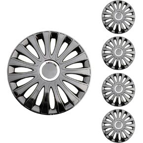 Hubcap Wheel Cover Replacement R16 Wheel Rim Cover Snap On Hub Caps Kit Universal Compatible with Sedan、Truck、SUV、Coupe -Set of 4 （Black-Silver，16 inch）