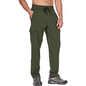 BALEAF Men's Hiking Pants Water Resistant Cargo Quick Dry Travel Elastic Waist with Zip Pockets UPF 50+ for Work Running
