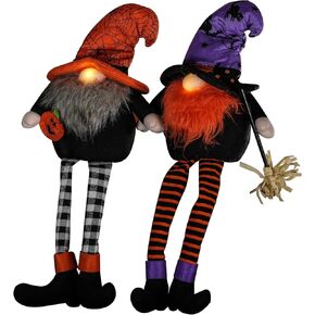 2 Pcs Halloween Gnomes Plush Decor, 20" Halloween Dangle Leg Gnomes Decor, Handmade Halloween Swedish Tomte Gnome Nisse Scandinavian Gnomes Elf Dwarf Ornaments, Halloween Table Decorations Gifts