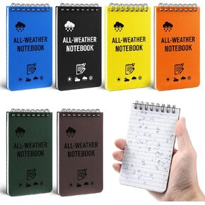 cobee Waterproof Notebooks, 6 Pack 300 Sheet All Weather Pocket Notebook 3" x 5" Mini Notepads Small Spiral Lined Pages Little Memo Pads Field Note Pad for Outdoor Office School Home Accessories