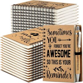 Tenceur Inspirational Gifts Small Notepads Bulk Inspirational Journals Mini Notebooks with Bamboo Pen Believer Employee Appreciation Gifts for Christmas Office, 3.94 x 5.51''(36 Sets)