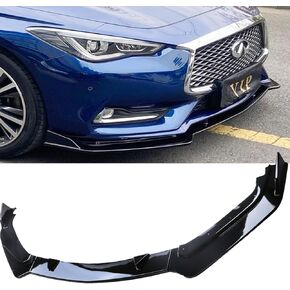 3pcs Front Bumper Lip Spoiler Kit Compatible with INFINITI Q60 2017 18 19 20 21 2022 23 Gloss Black Cover Guard Protection Conversion Front Lips