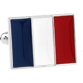France Flag French Pair Cufflinks in a Presentation Gift Box & Polishing Cloth