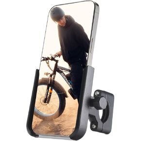 Bike Phone Mount Holder, [Camera Friendly] Motorcycle Phone Mount for Scooter Bicycle with 360°Rotation, Aluminum Alloy Cell Phone Holder for 4"-6.5" Smartphone Black