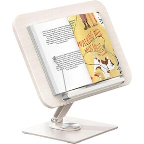 Book Stand for Reading, Cookbook Stands 360° Rotate and Adjustable Book Holder for Reading Hands Free,Portable Sturdy Reading Desk with Elastic Page Clips for Sheet Music, Recipe, Laptop, Textbook