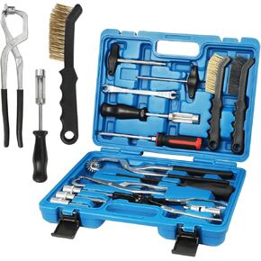 15PCS Brake Drum Tool Kit, Professional Drum & Disc Brake Tool Set Drum Brake Spring Tool with Brake Spring Pliers/Compressor/Puller Drum Brake Adjustment Tool Brake Spring Remover and Installer