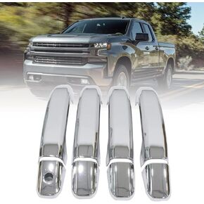 GXARTS Chrome Triple Plated 4 Door Handle Cover Compatible with Chevy Silverado 1500 2500 3500 HD 2020 2021 2022 Compatible with GMC Sierra 1500 2500HD 3500HD 2020 2021