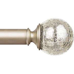KAMANINA Champagne Gold Curtain Rods for Windows 72 to 144 Inches (6-12 Feet), Long 1 Inch Curtain Rod Heavy Duty Drapery Rods with Crackle Glass End