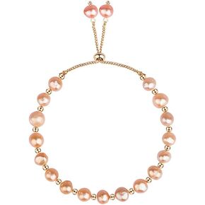 Pearl Bracelets for Women Freshwater Cultured Pearl Zircon Beads Gold Chain Slider Bracelet Bride Wedding Gifts