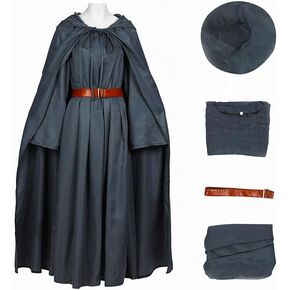 Gandalf Costume Adults Wizard Robe Knight Hooded Cloak Belt Halloween Cosplay Full Set Outfits with Hat