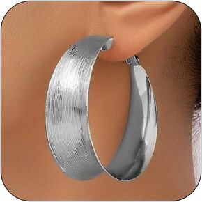 Hoop Earrings for Women Wide Hoop Earrings Large Big Flat Huggie Hoops Earrings Trendy Chunky Hoops Earrings Statement Earrings Jewelry for Women