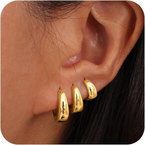 Gold Hoop Earrings for Women, 14K Gold Plated/Silver Small Huggie Hoop Earrings Stack for Women Trendy Hypoallergenic 3/4/5 Pairs Earring Set Fashion Jewelry for Women Girls