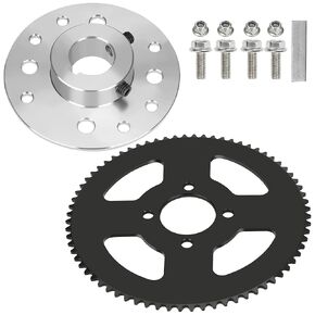YOXUFA Go Kart Sprocket Hub 1" Bore 1/4" Keyway Hardware Kit with #35 Chain 60T Rear Drive Sprocket 4 Hole for Go Cart Silver Parts