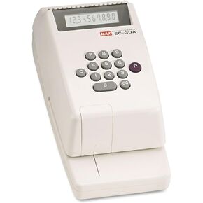 كاتبة الشيكات الإلكترونية ماكس EC30A، 10 أرقام، 4-3/8 × 9-1/8 × 3-3/4 in Kuwait