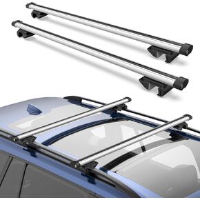 165lbs Universal Roof Rack Cross Bars Compatible for car with Raised Side Rails Max 48 inch Width Aluminum Adjustable Rooftop Luggage Carrier Rack for Bike Canoe Kayak Cargo Box