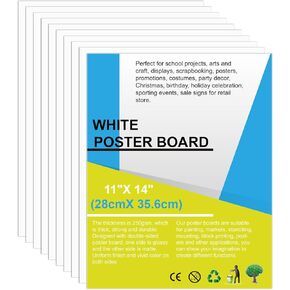 100 Pcs Poster Board White Poster Paper Bulk 11" x 14", ROOKEA 250Gsm Thickness Vision Boards Smart Poster Board for School Arts Craft Projects Presentations Drawing Scrapbooking Blank Graphic Display