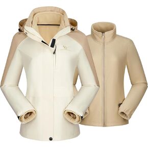 CAMEL CROWN Women Ski Jacket Waterproof 3 in 1 Winter Snow Mountain Coat Warm Fleece Windbreaker Hooded Snowboarding Jackets