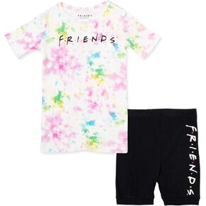 FRIENDS Girls Pajama Shirt and Shorts Sleep Set Little Kid to Big Kid