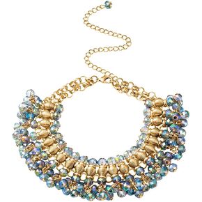 Shop LC Glass Gold Plated Bib Choker Statement Necklace for Women (Blue/Purple/Champagne/Peacock) Birthday Gifts for Women