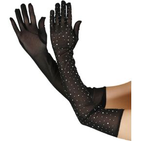 Rhinestone Gloves Women's Novelty Gloves Glitter Sparkle Long Mesh Arm Sleeve Party Favors Costume Accessories