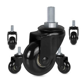 2" Office Chair Caster Wheels Replacement for Carpet, Heavy Duty Rubber Chair Wheels with Threaded Stem 3/8''-16x1"(NOT METRIC M10), Quiet and Smooth Gliding Across Wood Hardwood Floors - Set of 5