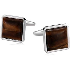 Stainless Steel Cufflinks for Men, Square Cufflinks Brown Amber Cufflinks Tuxedo Wedding Cufflinks Gift for Groom Husband Father Boyfriend