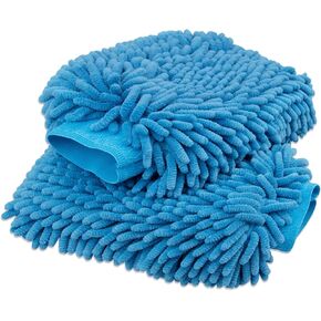 Anngrowy Car Wash Mitt 2 Pack - حجم كبير من الألياف الدقيقة غسيل ميت قفازات تنظيف السيارات قسط الشنيل قفازات غسيل السيارات الشتاء للماء غسيل السيارات خرقة الإسفنج كيت مع الوبر الحرة والخدش الحرة in Kuwait