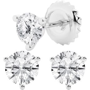 Beyond Brilliance 2 to 7 Carat Lab Grown Diamond Stud Earrings For Women, Near Colorless IGI Certified Diamonds, Screw Back Earrings in 14K 18K White Gold & Platinum, Round & Princess Cut, With Gift Box