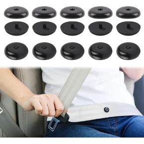 10 Sets Universal Fit Seatbelt Stopper Kit, Snap-on Seat Belt Button Stop, Car Accessories Plastic No Welding Required Seat Belt Buckle Button Prevent Seatbelt Clip from Sliding Down (Black)