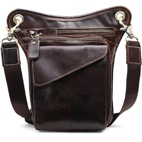 Leather Drop Leg Bag for Men Fashion Waist Packs Women Waist Pack Belt Bumbag Multi-Purpose Hiking Cycling Riding Motorcycle Bike Sports Tactical Outdoor Camping Pouch (#1-Coffee)
