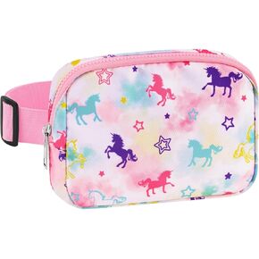 Kids Tie Dye Waist Bag - Girls Waist Bag Tie Dye Waist Bag with Adjustable Waistband 20-35.5 Inch, Girls Waist Bag Tie Dye Multiple Compartments Waist Bag Girls Sports Bag Child Runner Bag Tie Dye