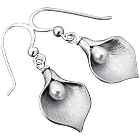 MYOSPARK Dainty Calla Lily with Faux Pearl Hook Drop Dangle Earrings Wedding Jewelry Gift For Bridal Bridesmaid Mom