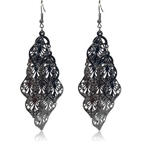 Fashion Chandelier Long Dangle Statement Earrings Bridal Earrings for Wedding Dangle Earrings for Wedding Prom Anniversary Delicate Leaf Long Earrings Elegant Lightweight Statement Leaf Tassel Earrings for Women Girls
