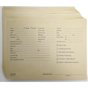 Kraft Vehicle Dealer Jackets for Car Dealership Supplies, 100 pcs