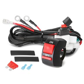 1 Lead Motorcycle Wiring Harness Kit w/Handlebar Switch 10A Blade Fuse 12V LED Light Bar Heavy Duty Nylon Wire for ATV Motorcycle Dirt Bike Motorized Bicycle - Fits 7/8" Handlebars (22mm)