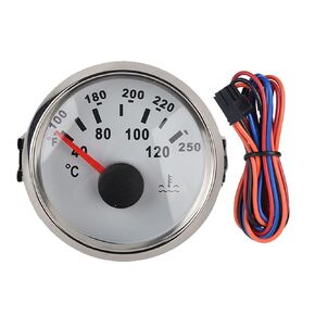 - Water Temperature Gauge, 2in/52mm Marine Engine Water Temperature Gauge 40-120 ℃ Temp Meter for Boat RV(Silver Frame on White)
