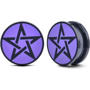 COOEAR Screw Back Plugs, Stainless Steel Ear Tunnels, Star Logo Gauges for Ears Piercing Expander.