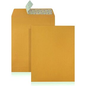 10x13" 28lb Brown Kraft Peel & Seal Open End Envelopes Pack of 50 - Filing, Storing or Mailing Documents