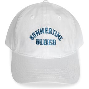 Summertime Blues White Baseball Cap with Light Blue Embroidery for The Summer Girls | Perfect for Hamptons Summer, Nantucket Summer, Summer Trips, HGW, RMW, Any Outdoor Activity
