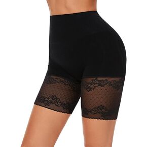 Tummy Control Shapewear Shorts for Women High Waist Body Shaper Slip Shorts Lace Black
