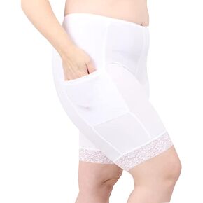 Undersummers Shortlette Slip Shorts, Thigh Anti Chafing Shorts Women, Underwear with Leg Pockets and Leg Lace, 7"