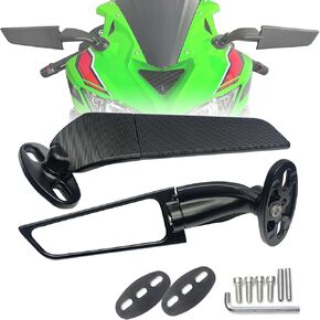 Motorcycle Mirrors Stealth Wind Wing Side Rearview Mirrors Compatible With Kawasaki Ninja 650 500 Ninja 400 ZX6R ZX10R ZX4RR ZX14R Suzuki GSXR 1000 600 750 Hayabusa GSX1300R