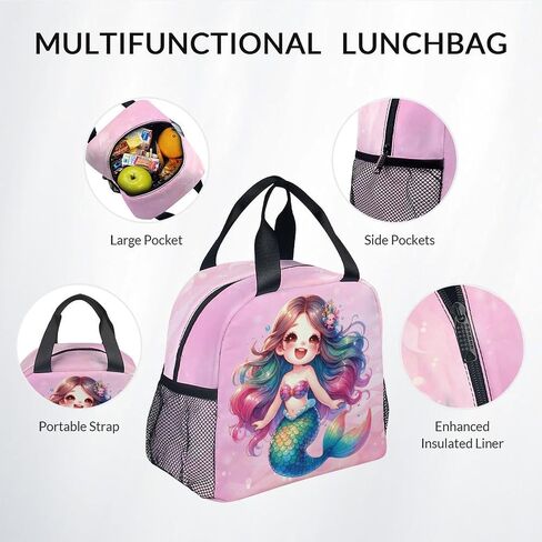 Girls Backpack for School, Mermaid Backpack for Elementary Preschool, Cute Kid Backpacks with Lunch Box and Pencil Case, 17" Lightweight Large Capacity Aesthetic Bookbag in Saudi Arabia