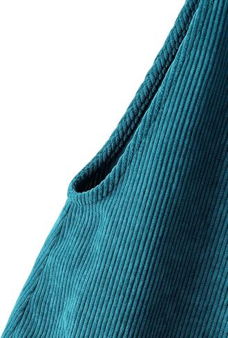 OYOANGLE Women's Strap Tie Knot Shoulder Pocket Front Romper Corduroy Overall Shorts Jumpsuit in Saudi Arabia