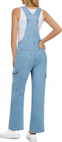 BISUAL Denim Overalls For women Casual Bib Jean Overalls Loose Fit Womens Overalls Denim Adjustable Strap Denim Jumpsuit in Saudi Arabia