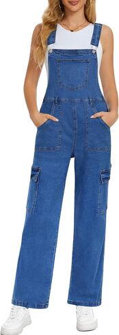 BISUAL Denim Overalls For women Casual Bib Jean Overalls Loose Fit Womens Overalls Denim Adjustable Strap Denim Jumpsuit in Saudi Arabia