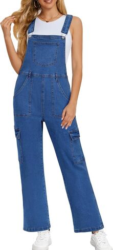 BISUAL Denim Overalls For women Casual Bib Jean Overalls Loose Fit Womens Overalls Denim Adjustable Strap Denim Jumpsuit in Saudi Arabia