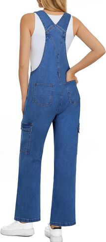 BISUAL Denim Overalls For women Casual Bib Jean Overalls Loose Fit Womens Overalls Denim Adjustable Strap Denim Jumpsuit in Saudi Arabia