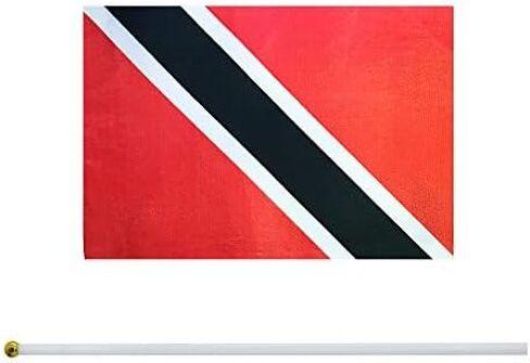 25 Pack Hand Held Small Mini Flag Trinidad Trinidan Flag Stick Flag Round Top National Country Flags,Party Decorations Supplies For Parades,World Cup,Festival Events,International Festival in Saudi Arabia