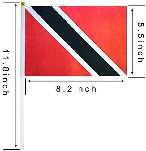 25 Pack Hand Held Small Mini Flag Trinidad Trinidan Flag Stick Flag Round Top National Country Flags,Party Decorations Supplies For Parades,World Cup,Festival Events,International Festival in Saudi Arabia